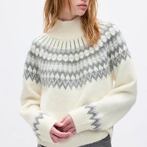 GAP fair isle mock neck cream sweater